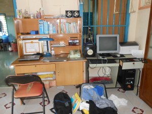 COmputer desk, my suitcase