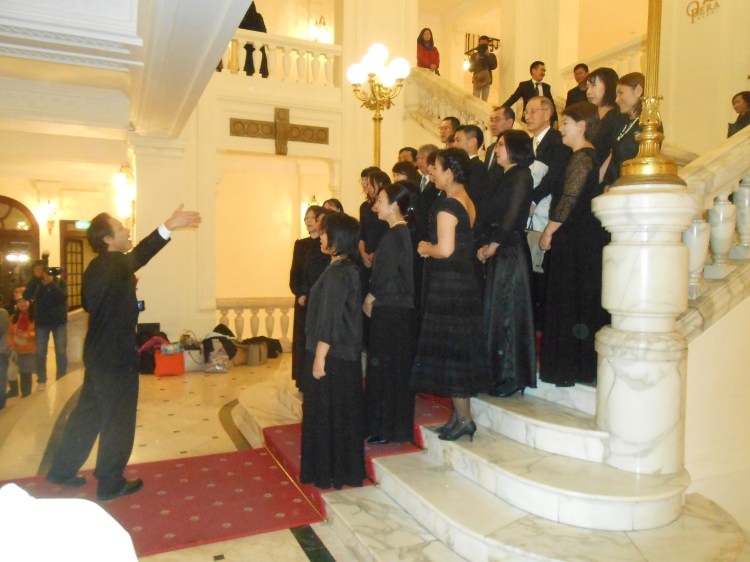Christmas carols in the lobby
