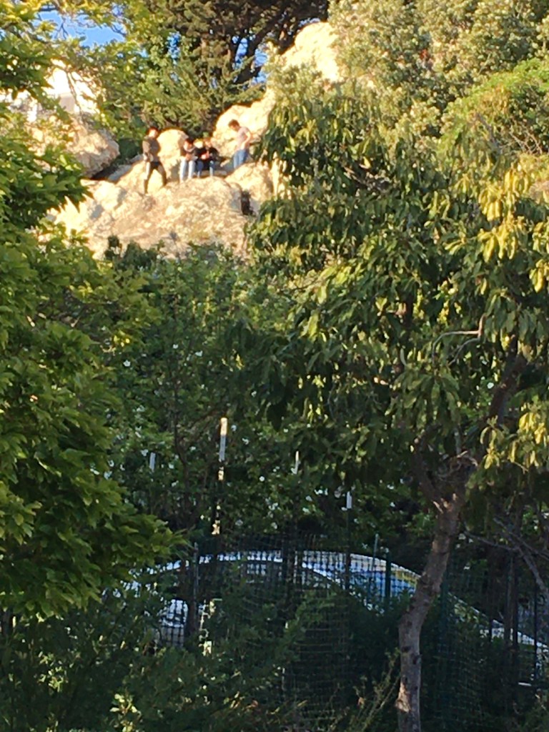 Teenagers will find a way to meet even when many parks are closed. Actually, it looks as if there is some distancing going on. 